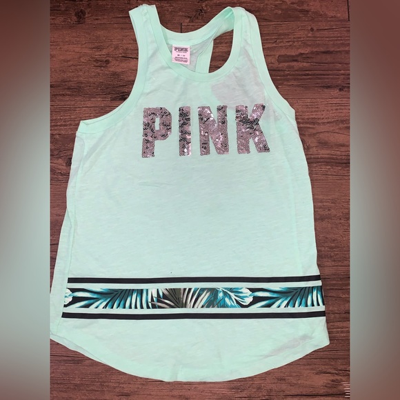PINK VS TROPICAL BLING TANK / SHORTS OUTFIT SET XS/M - Picture 6 of 6